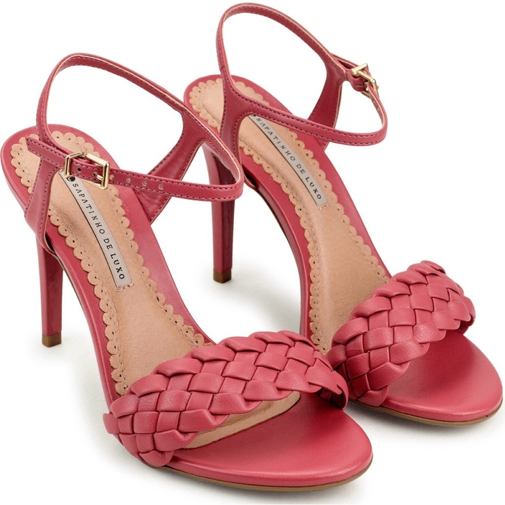 Braided Strap Heels Sandals mauve vegan leather size 6 new in box